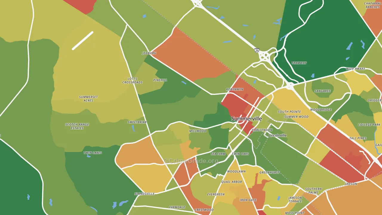 29483, SC Map of Drug-Related Crime Rates
