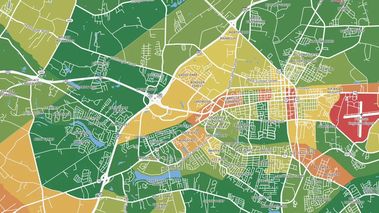 29501, SC Map of Drug-Related Crime Rates