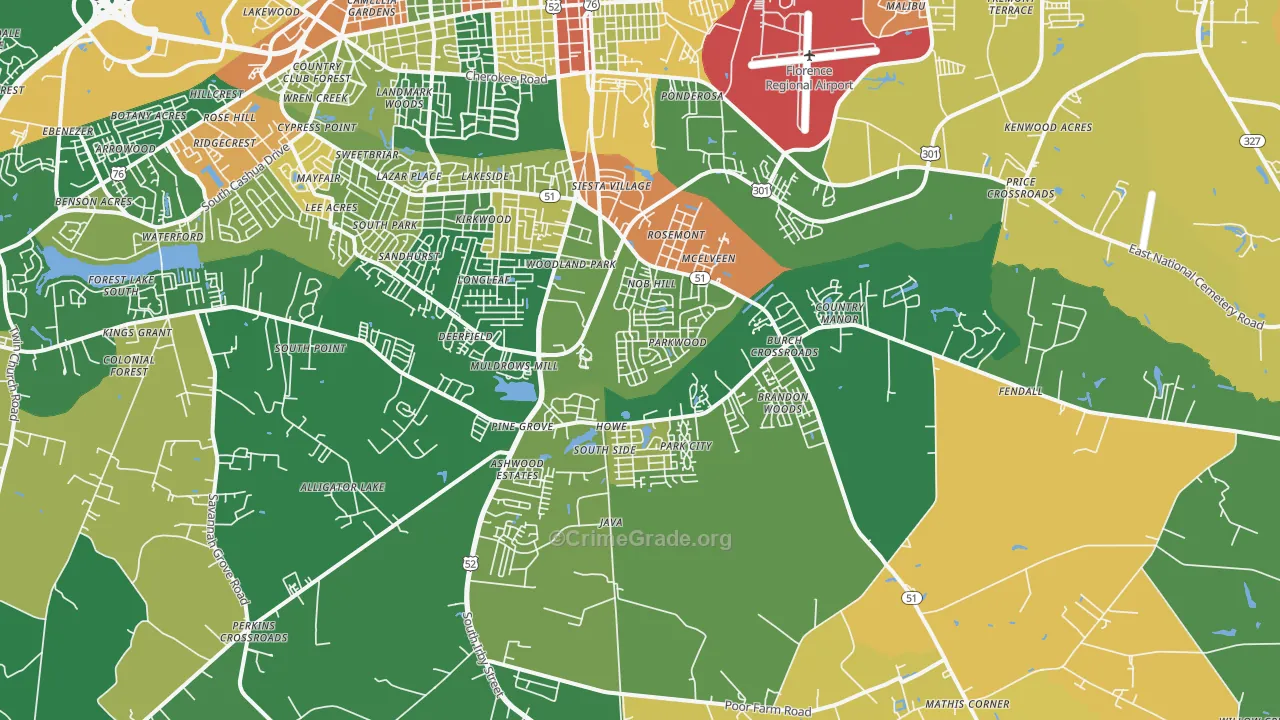 29505, SC Map of Drug-Related Crime Rates