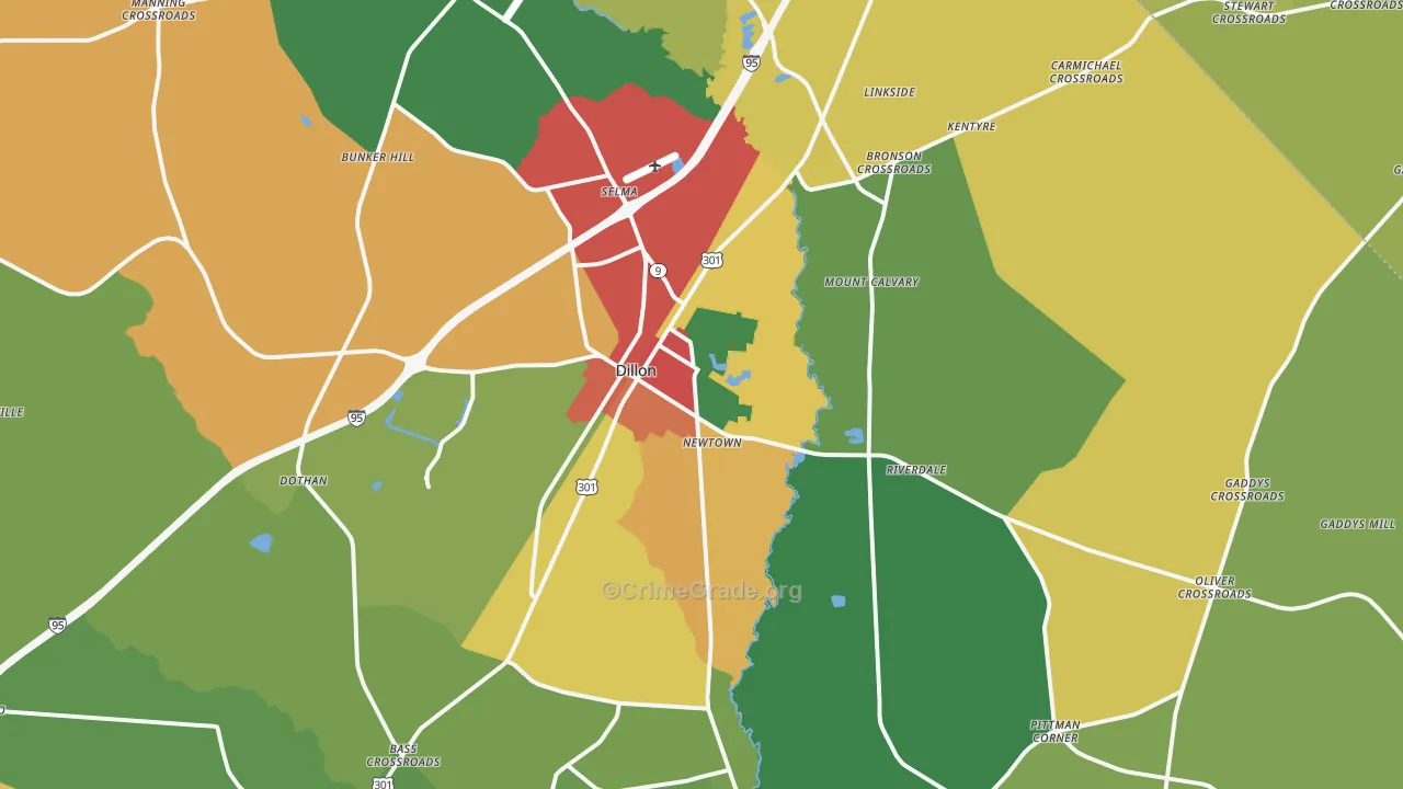 29536, SC Map of Drug-Related Crime Rates