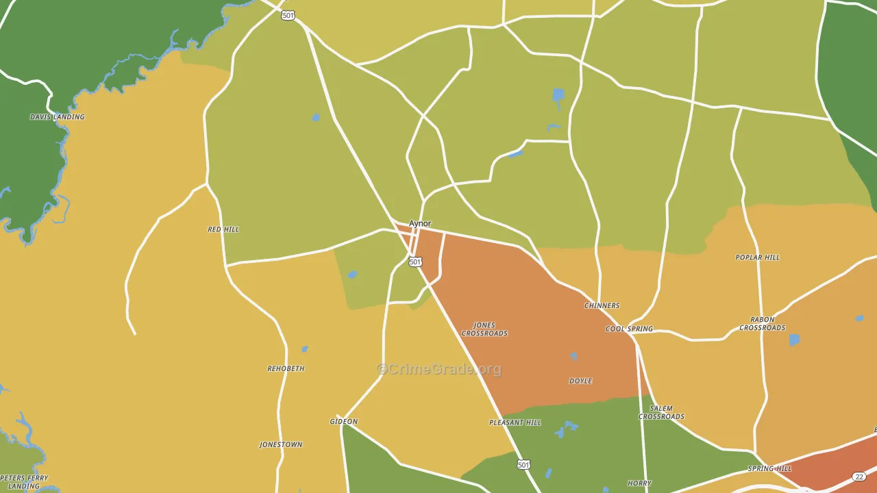 29544, SC Map of Drug-Related Crime Rates