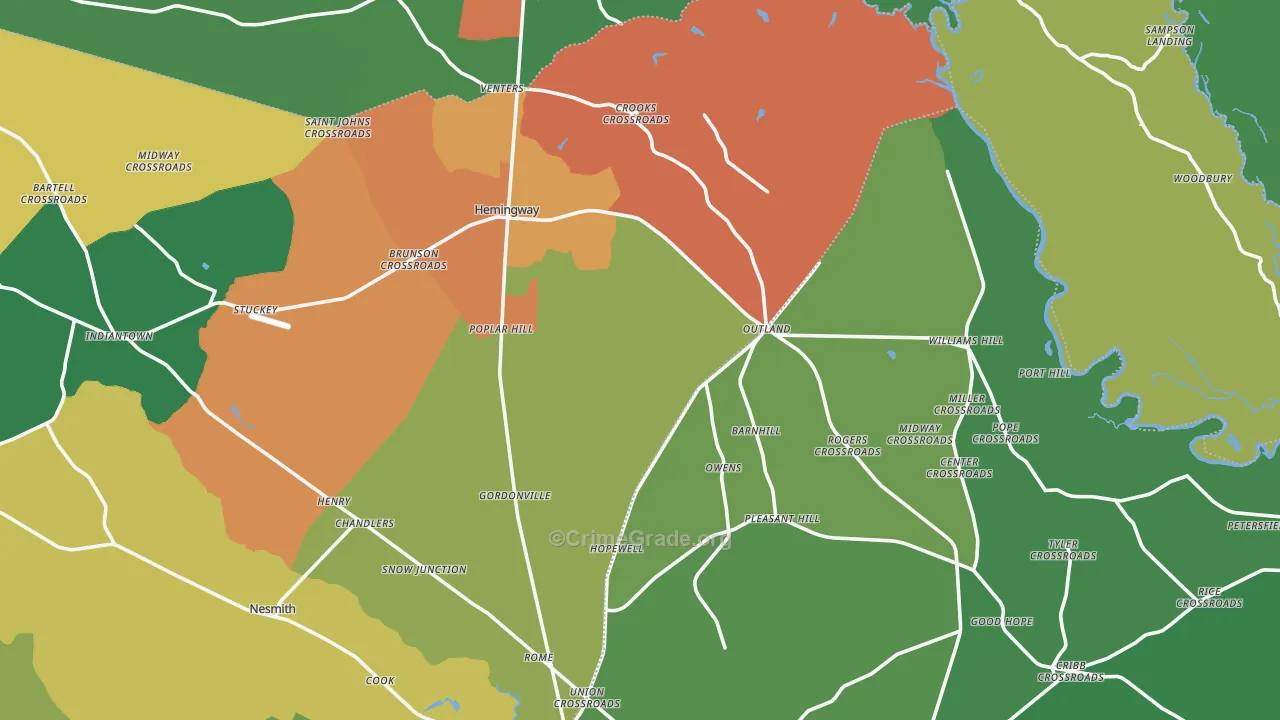 29554, SC Map of Drug-Related Crime Rates