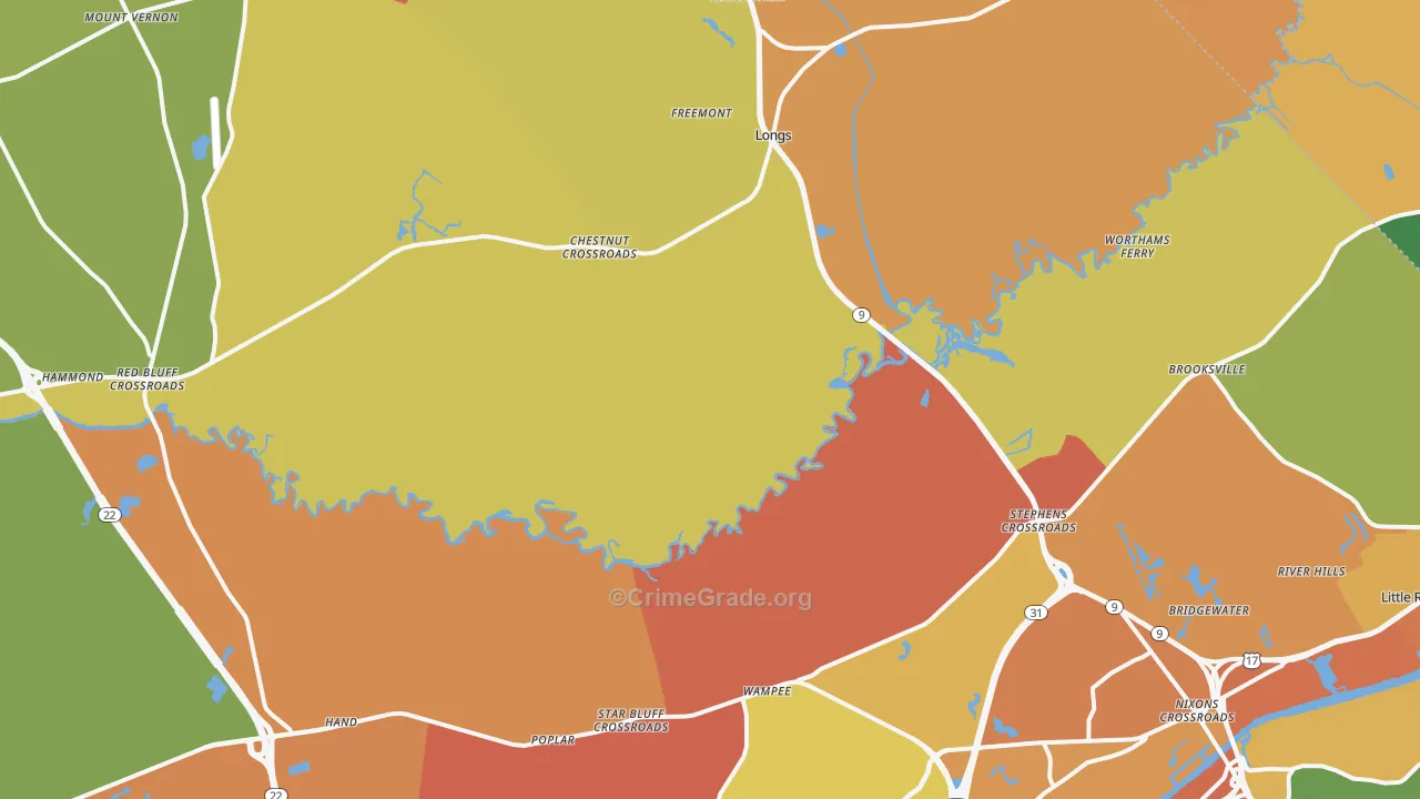 29568, SC Map of Drug-Related Crime Rates