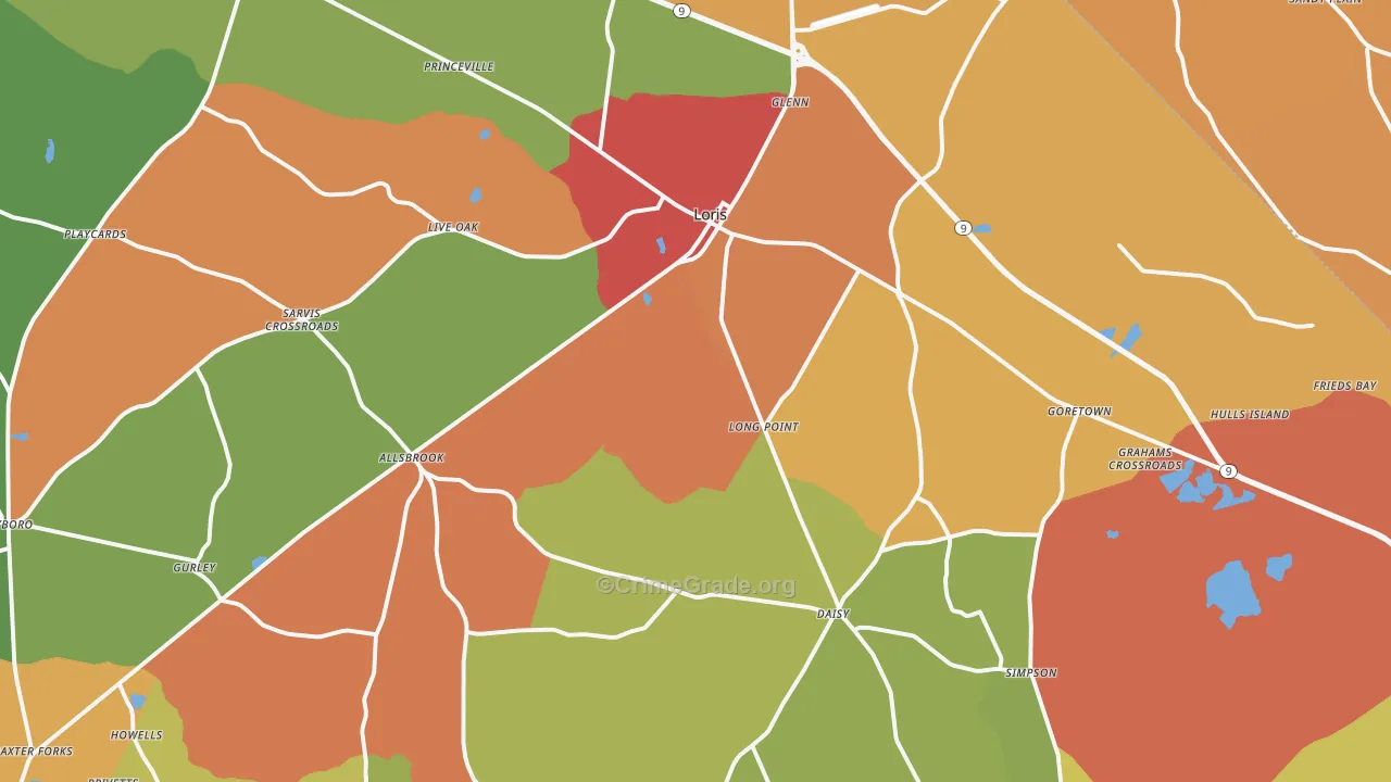 29569, SC Map of Drug-Related Crime Rates