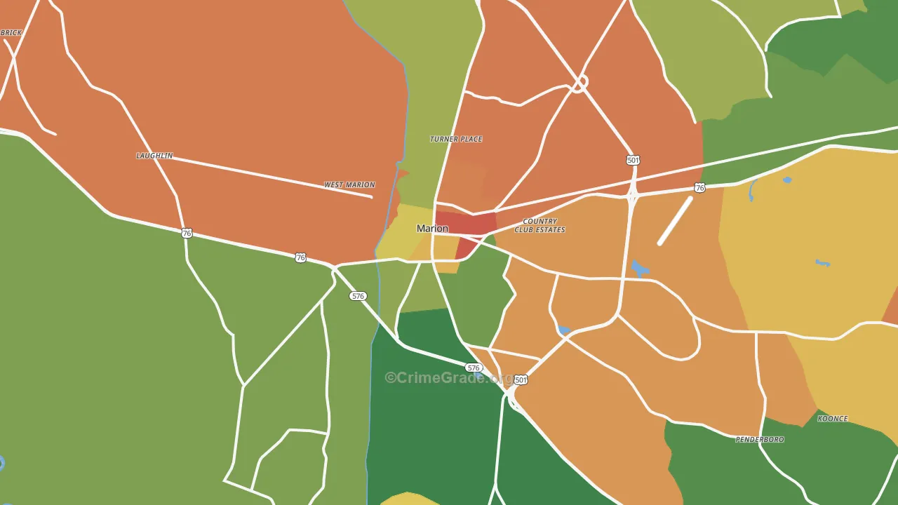 29571, SC Map of Drug-Related Crime Rates