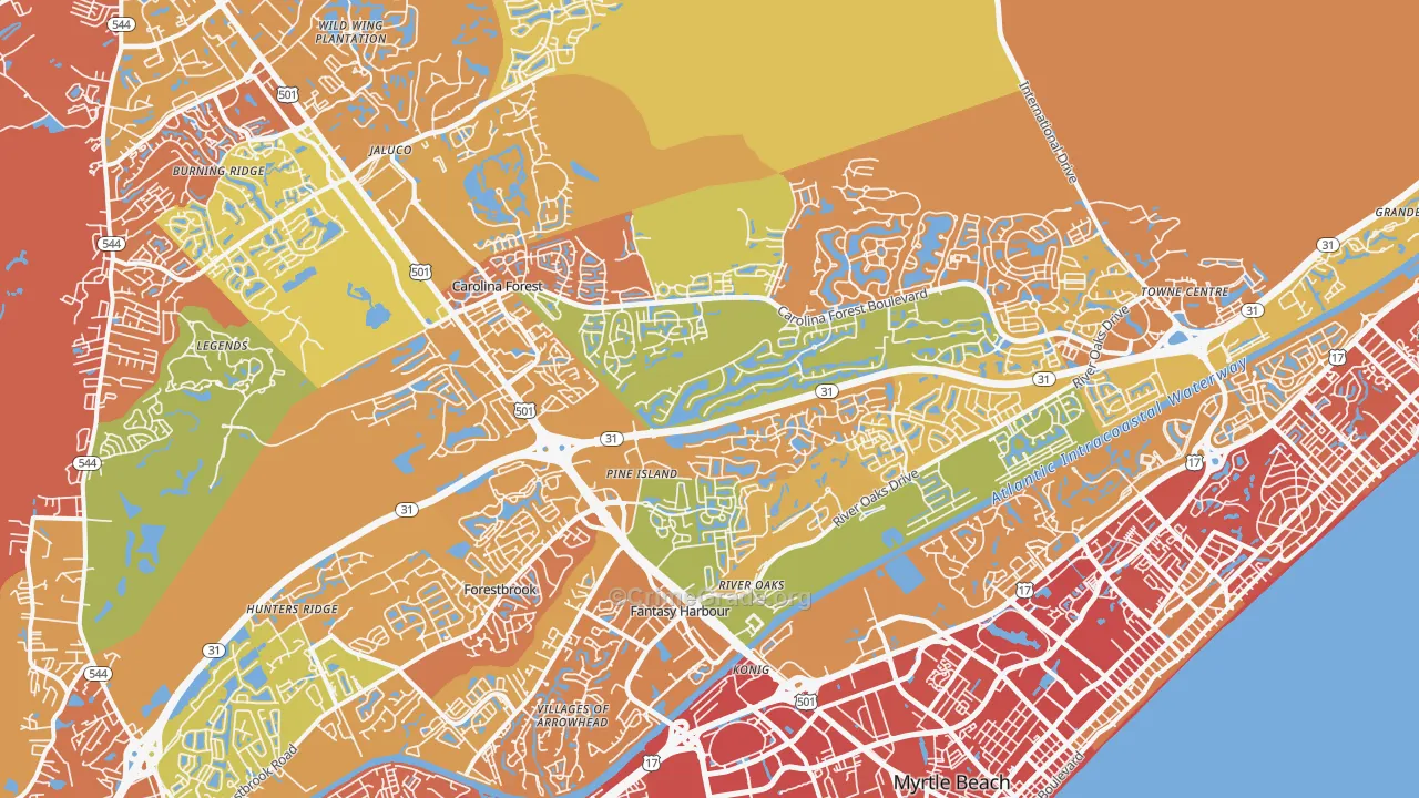 29579, SC Map of Drug-Related Crime Rates