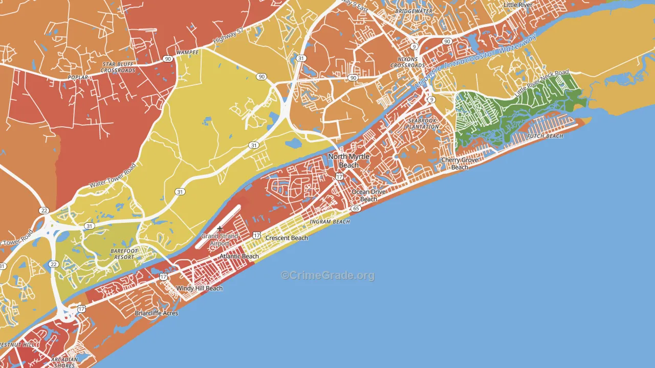 29582, SC Map of Drug-Related Crime Rates