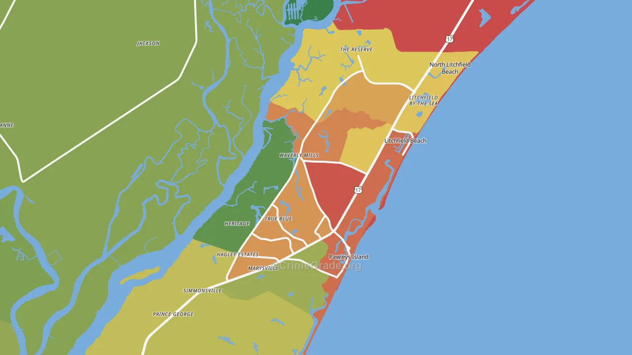 29585, SC Map of Drug-Related Crime Rates