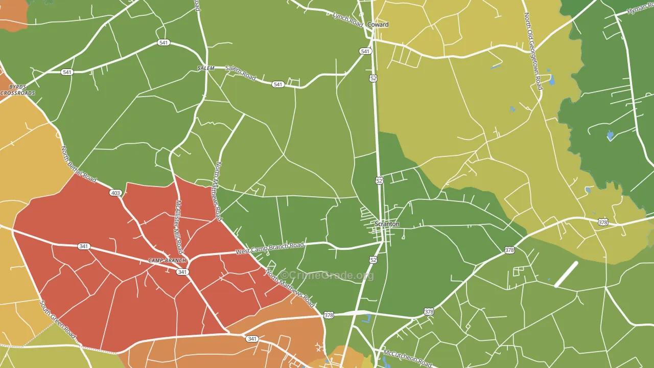 29591, SC Map of Drug-Related Crime Rates