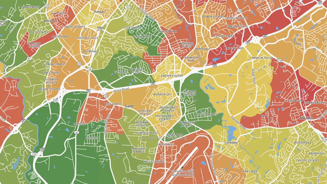 29605, SC Map of Drug-Related Crime Rates