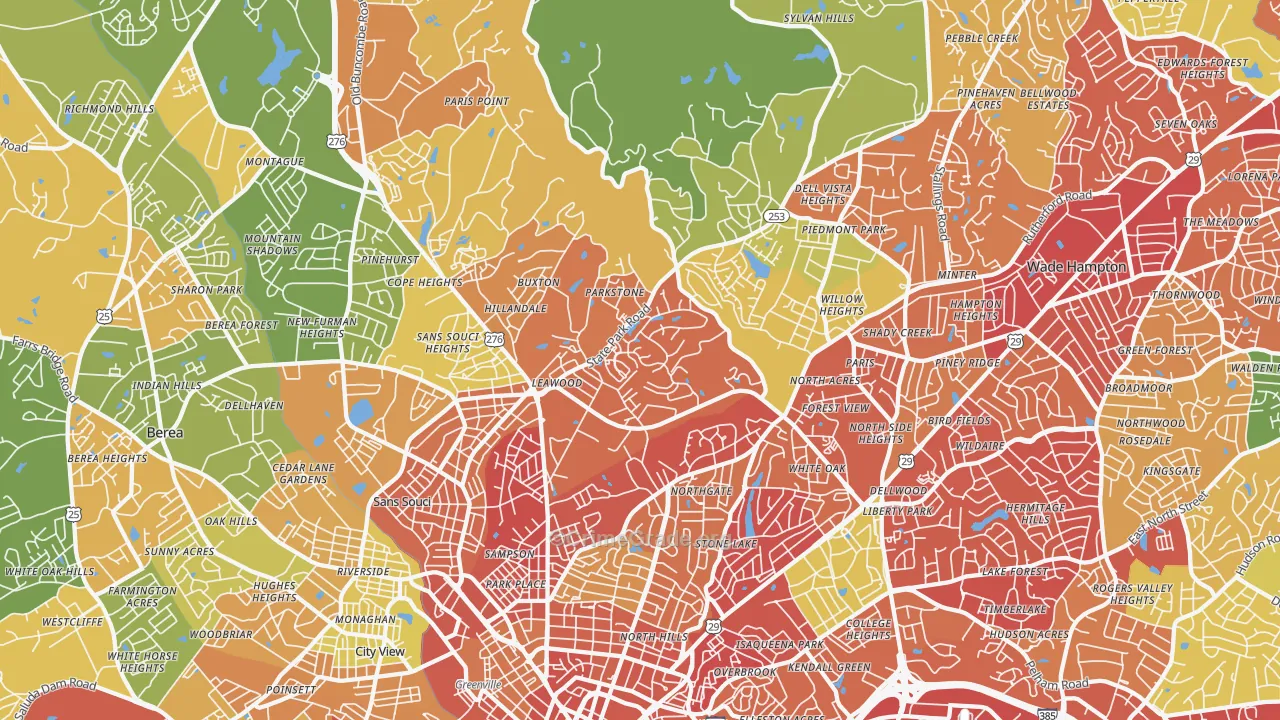 29609, SC Map of Drug-Related Crime Rates