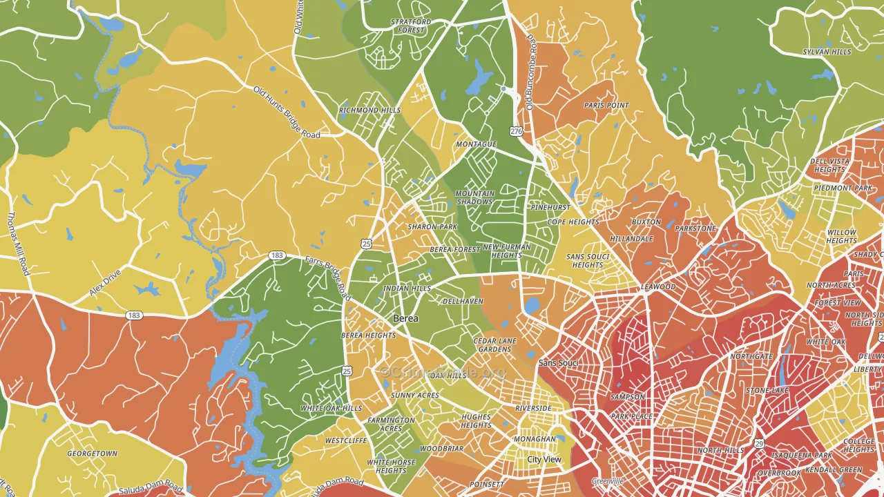 29617, SC Map of Drug-Related Crime Rates