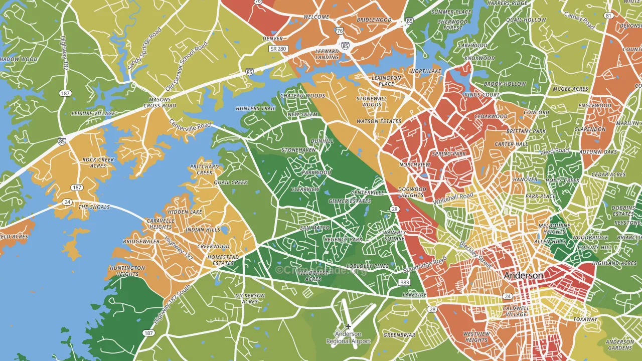 29625, SC Map of Drug-Related Crime Rates