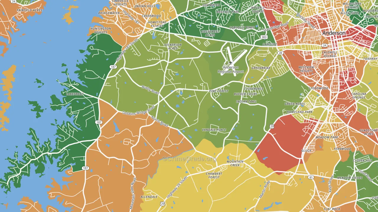 29626, SC Map of Drug-Related Crime Rates