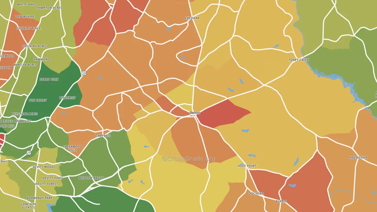 29627, SC Map of Drug-Related Crime Rates