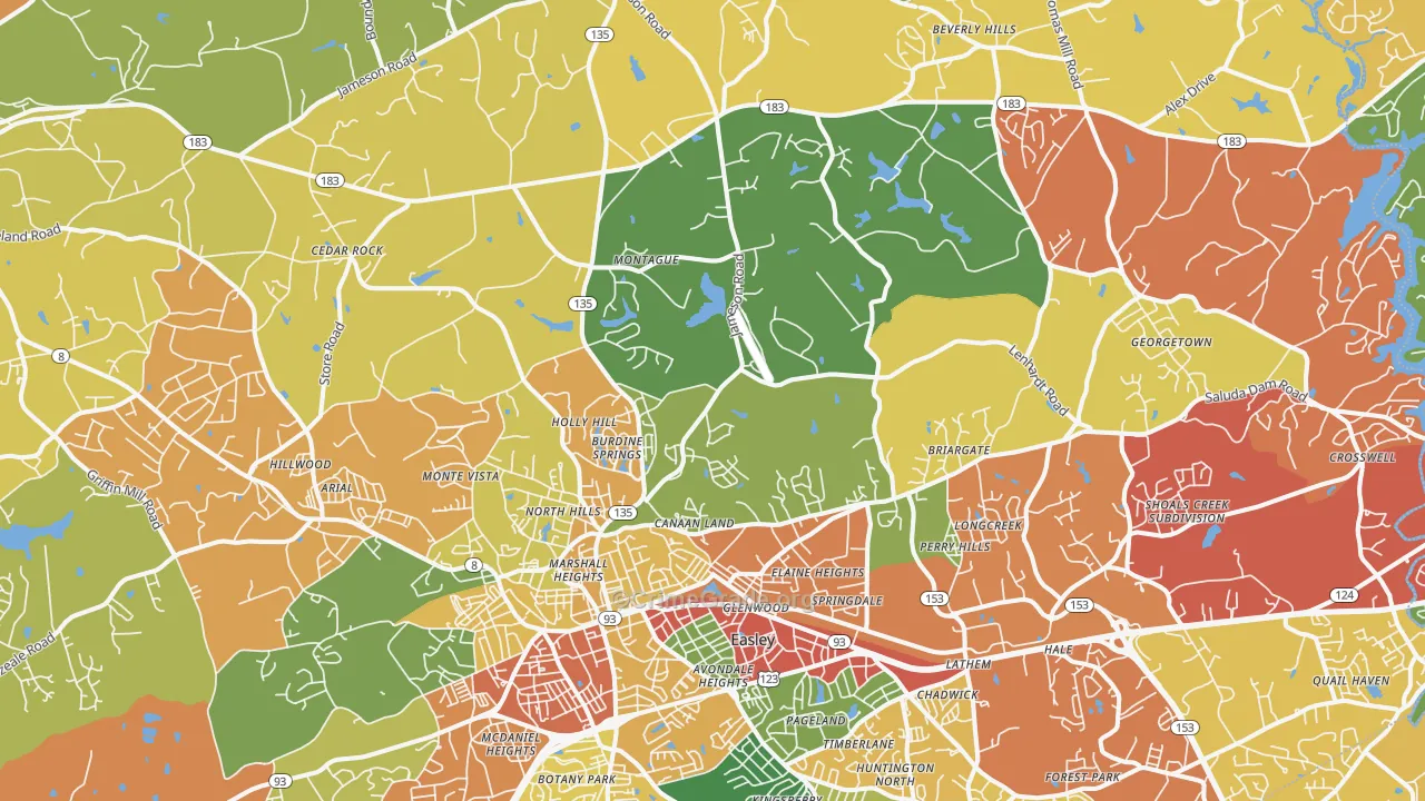 29640, SC Map of Drug-Related Crime Rates