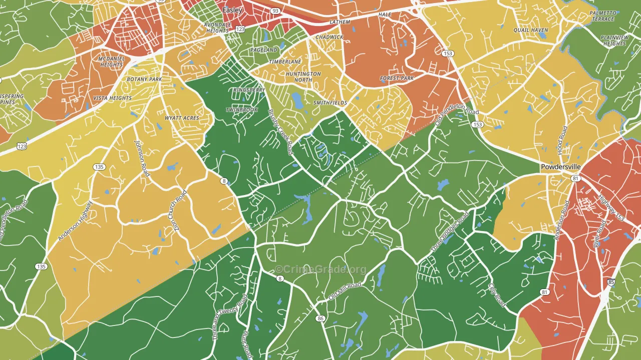 29642, SC Map of Drug-Related Crime Rates