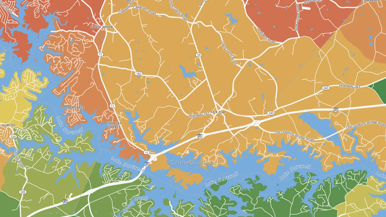 29643, SC Map of Drug-Related Crime Rates
