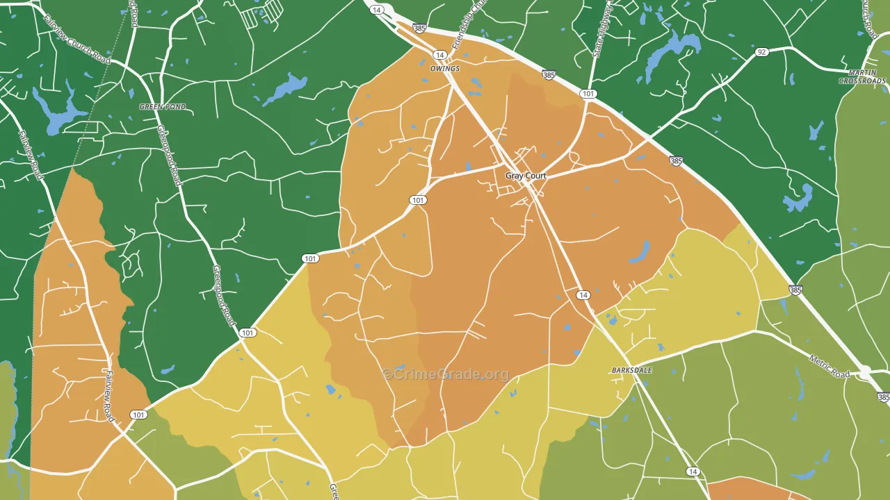 29645, SC Map of Drug-Related Crime Rates