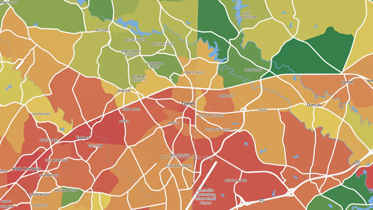29651, SC Map of Drug-Related Crime Rates