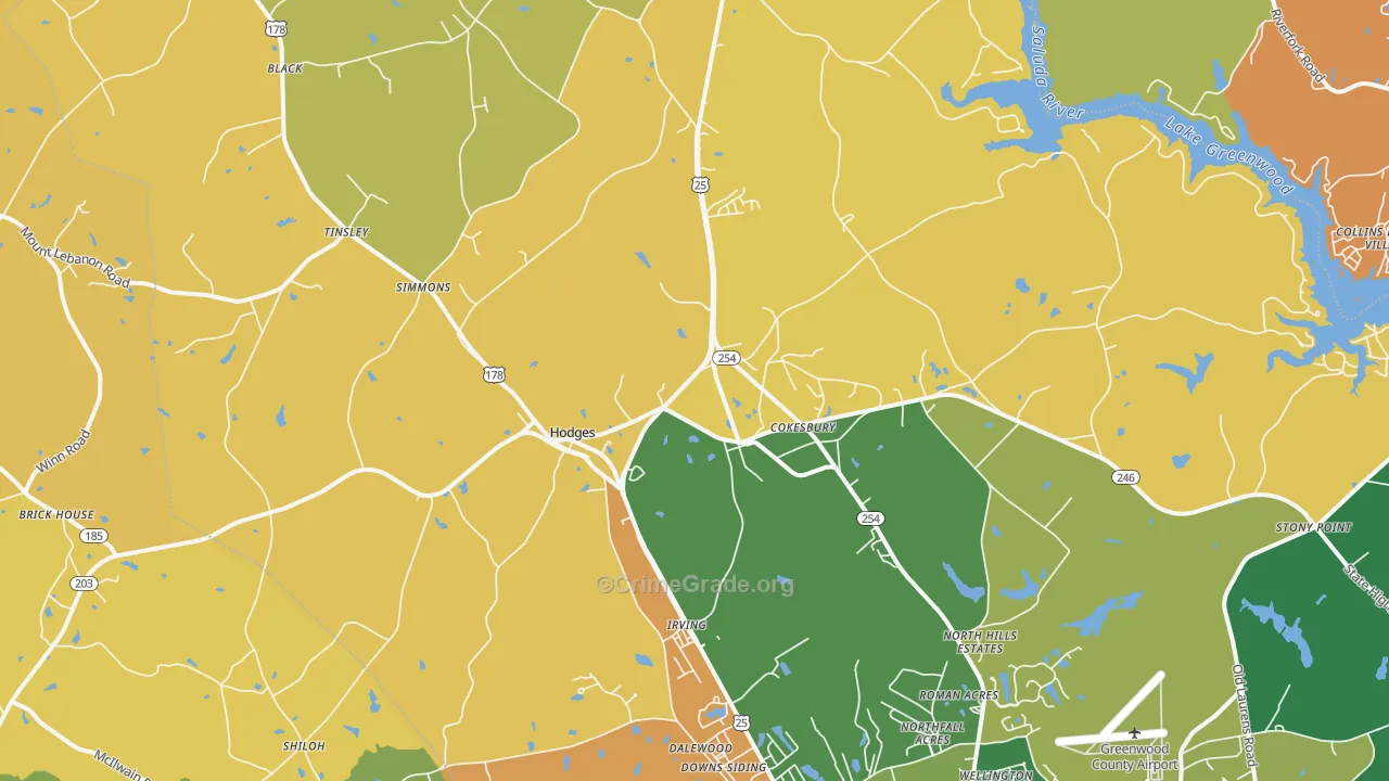 29653, SC Map of Drug-Related Crime Rates