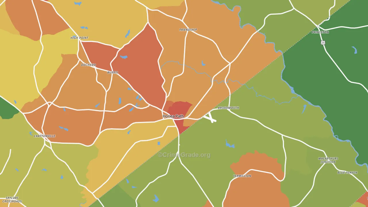 29654, SC Map of Drug-Related Crime Rates
