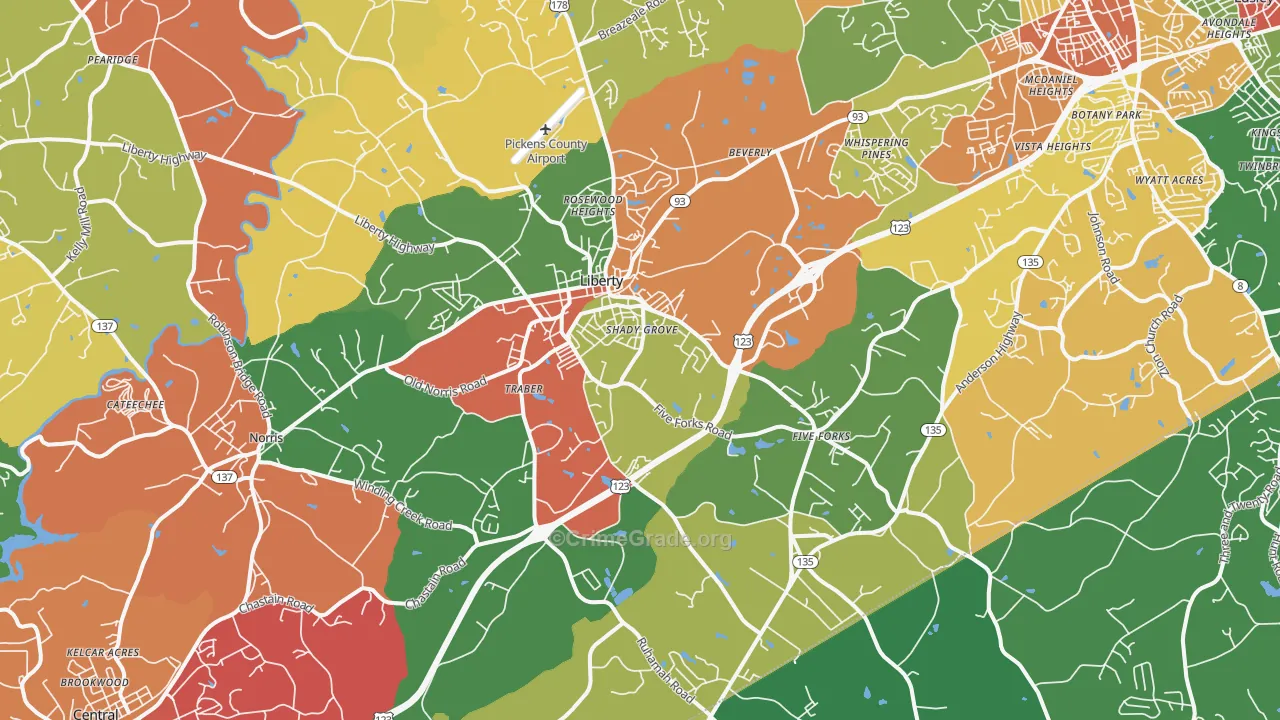 29657, SC Map of Drug-Related Crime Rates