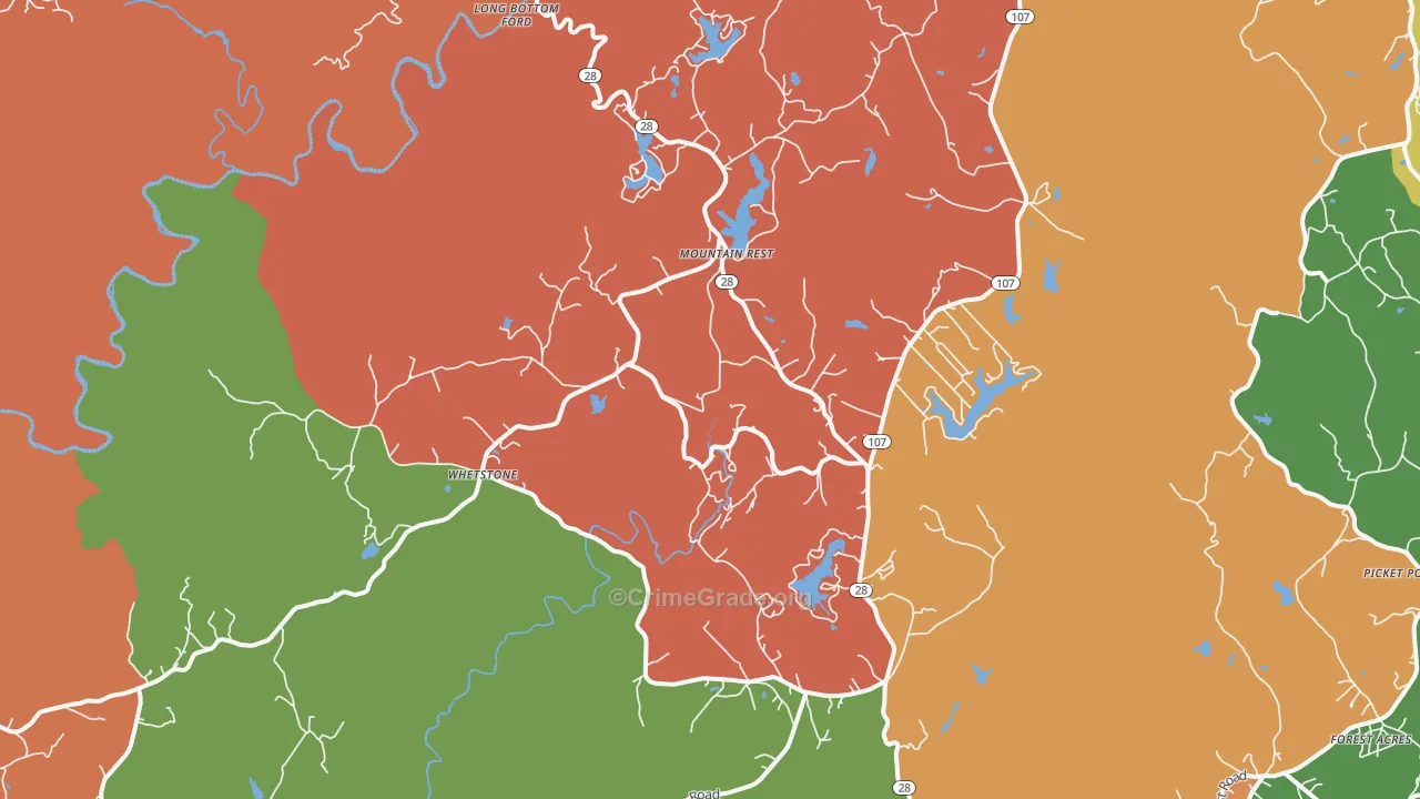 29664, SC Map of Drug-Related Crime Rates