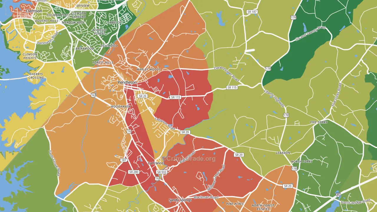 29670, SC Map of Drug-Related Crime Rates