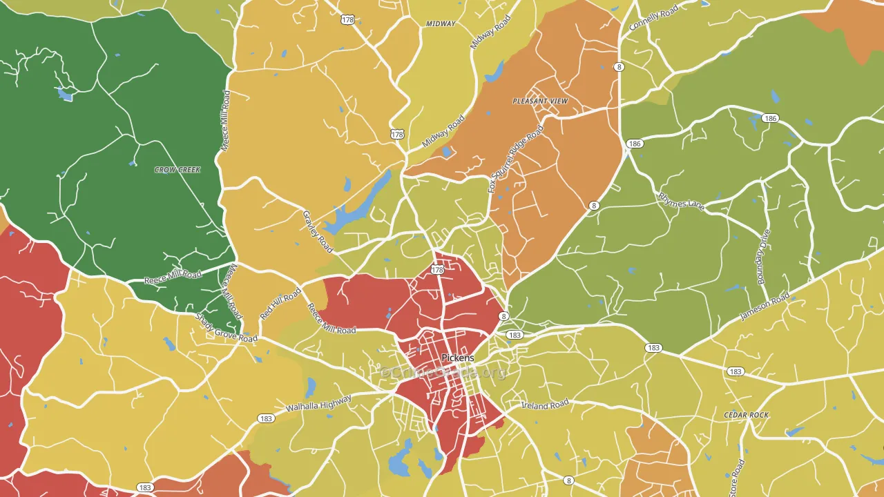 29671, SC Map of Drug-Related Crime Rates