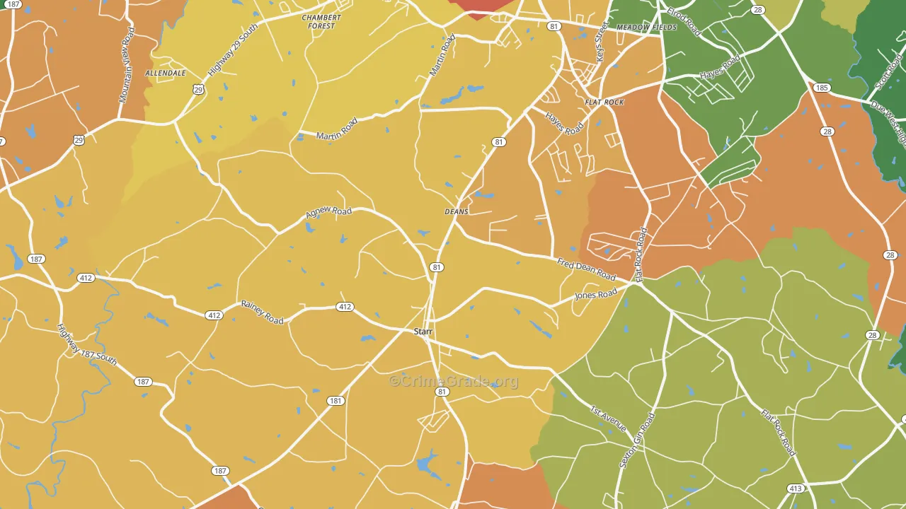 29684, SC Map of Drug-Related Crime Rates