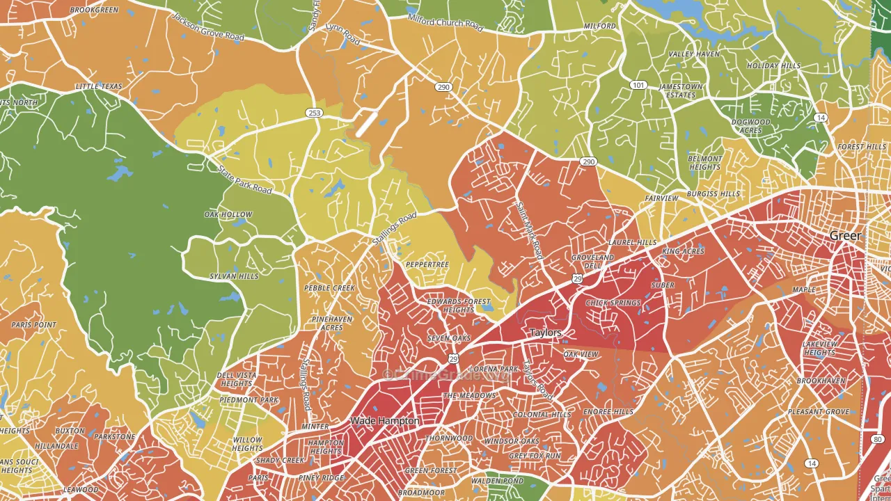29687, SC Map of Drug-Related Crime Rates