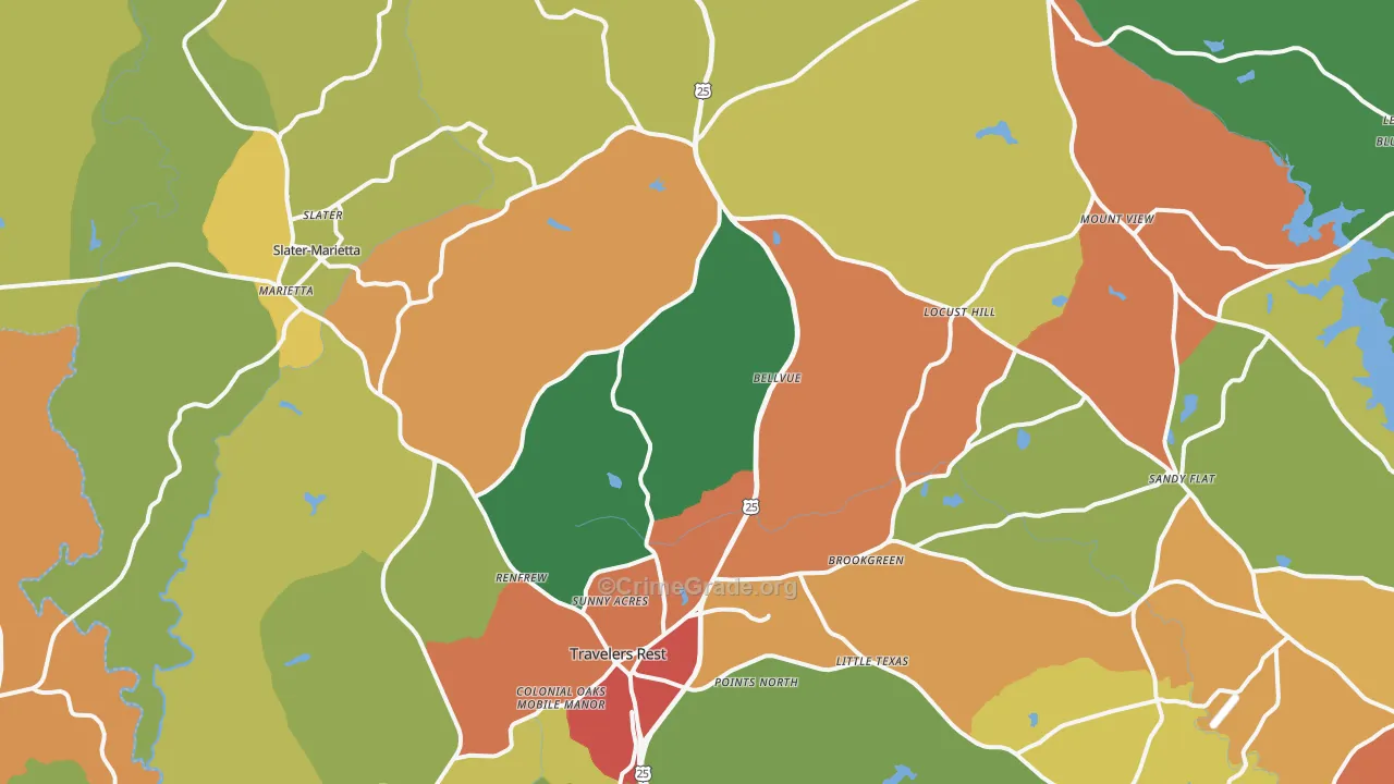 29690, SC Map of Drug-Related Crime Rates