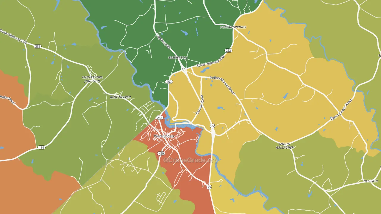 29692, SC Map of Drug-Related Crime Rates