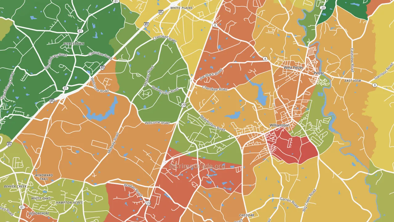 29697, SC Map of Drug-Related Crime Rates