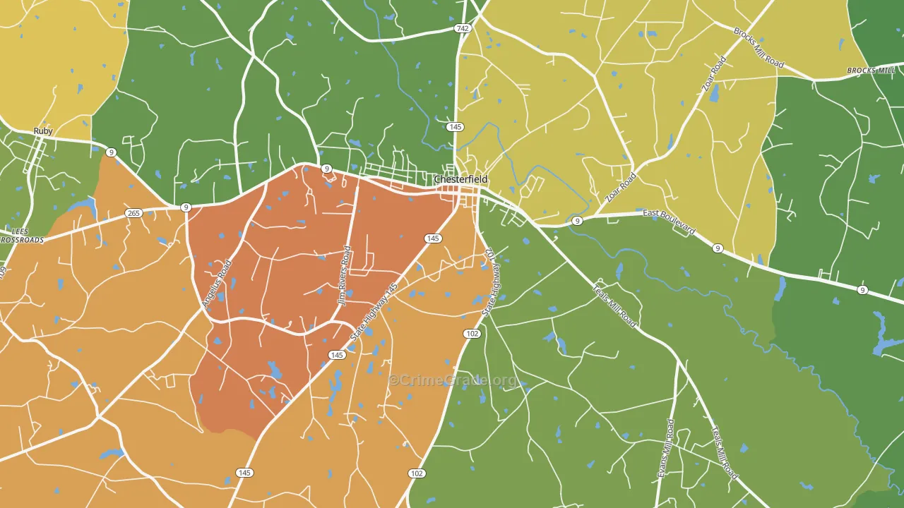 29709, SC Map of Drug-Related Crime Rates