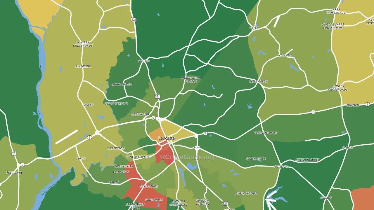 29720, SC Map of Drug-Related Crime Rates