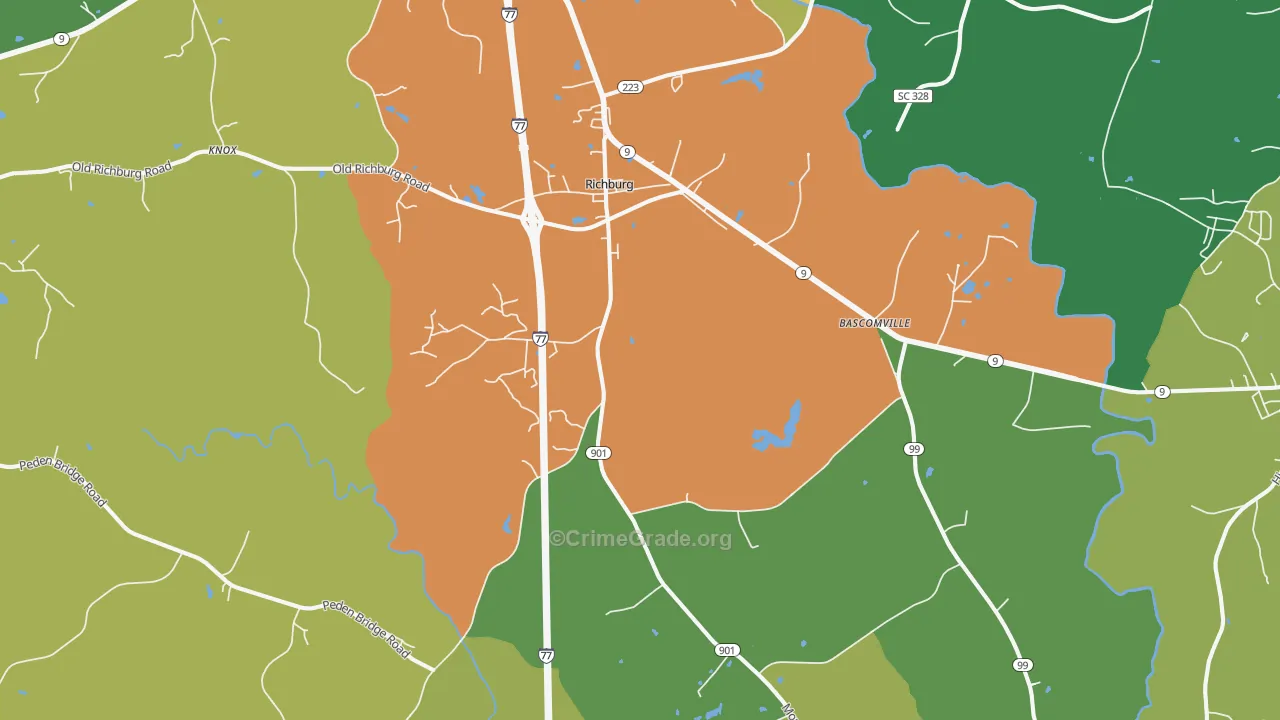 29729, SC Map of Drug-Related Crime Rates