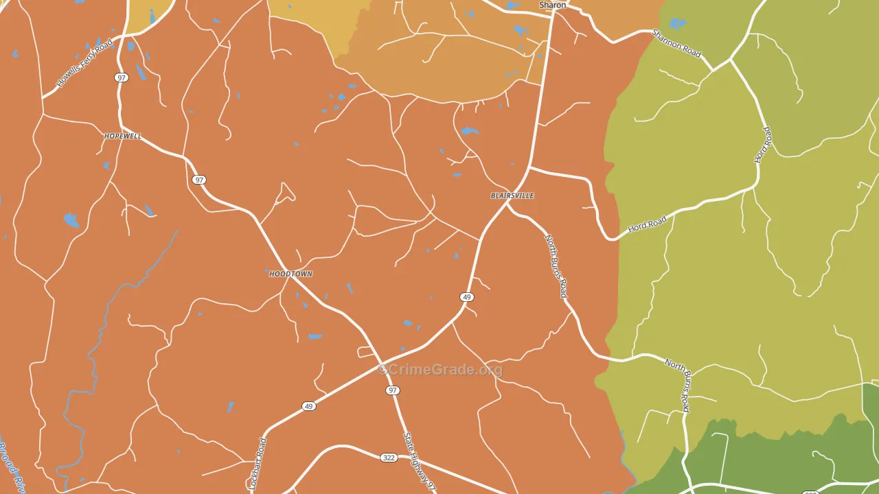 29742, SC Map of Drug-Related Crime Rates