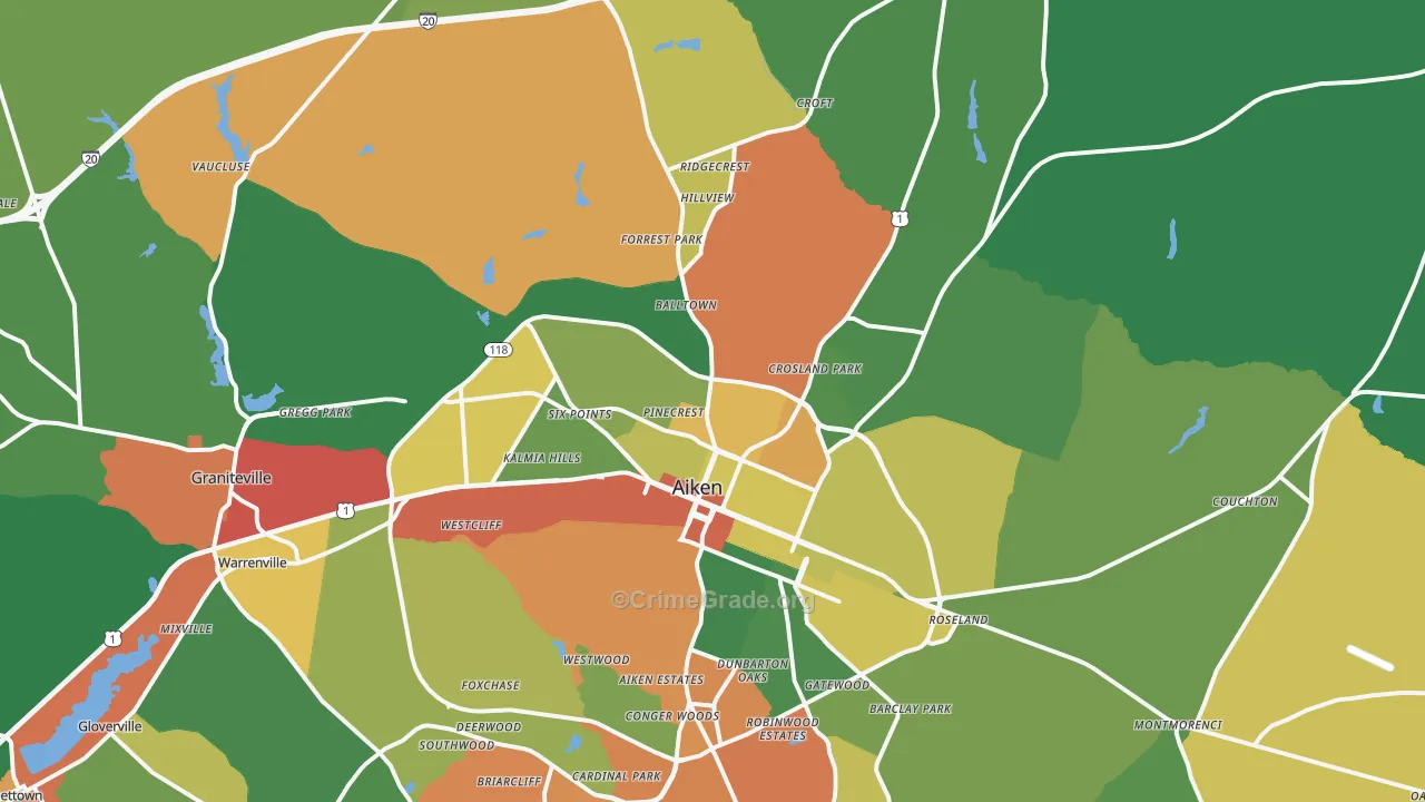29801, SC Map of Drug-Related Crime Rates