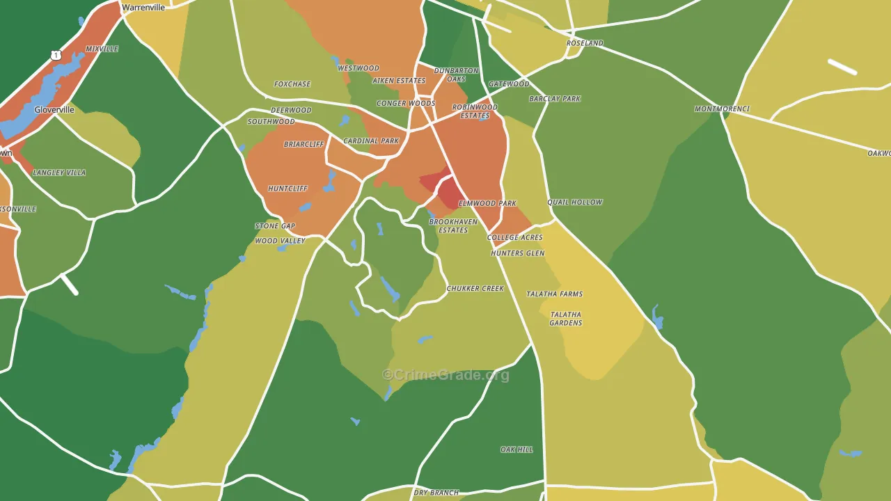 29803, SC Map of Drug-Related Crime Rates