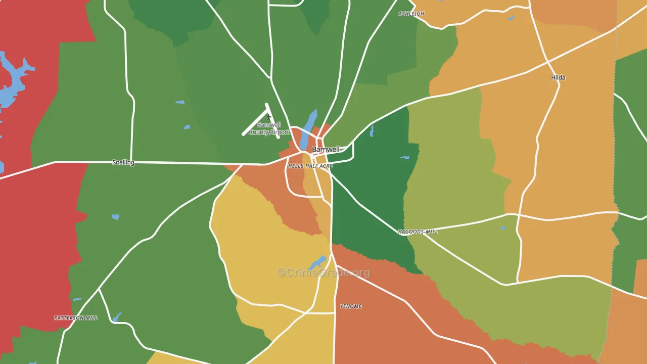 29812, SC Map of Drug-Related Crime Rates