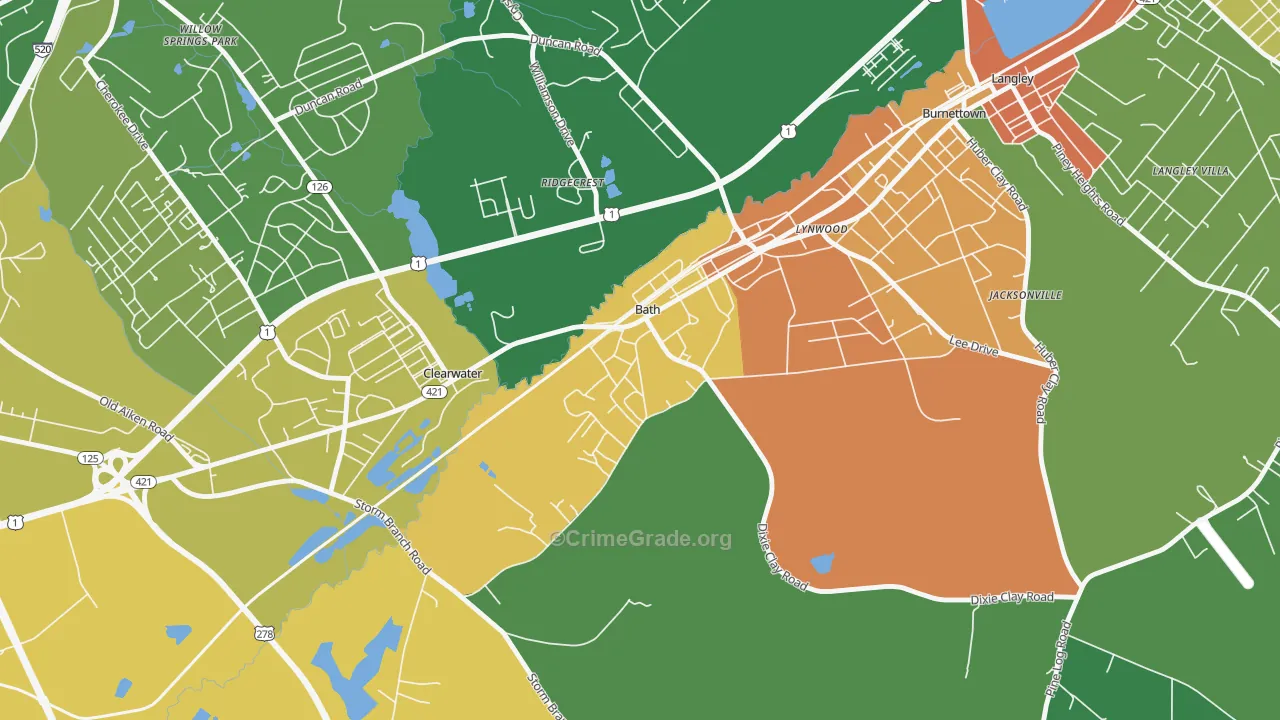 29816, SC Map of Drug-Related Crime Rates