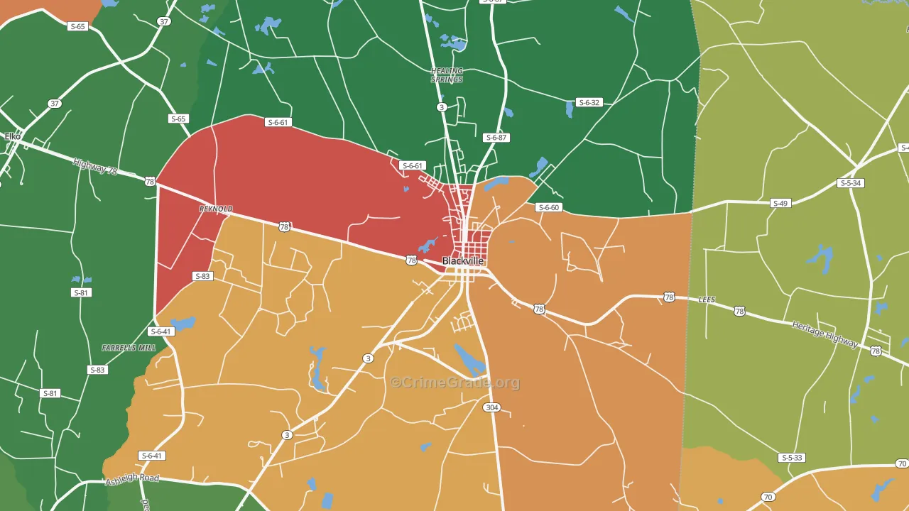 29817, SC Map of Drug-Related Crime Rates