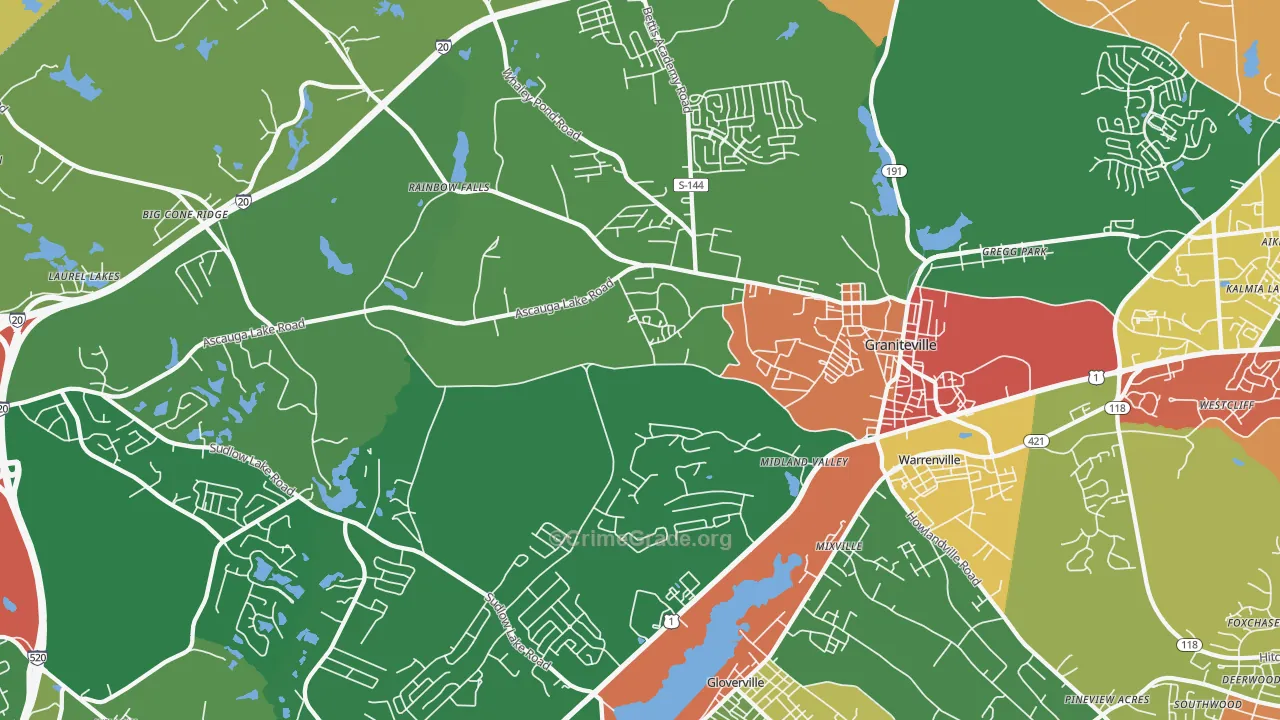 29829, SC Map of Drug-Related Crime Rates