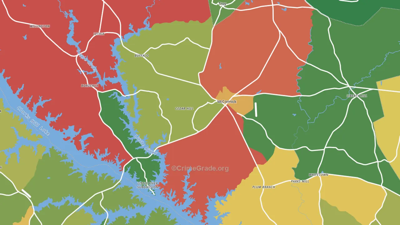 29835, SC Map of Drug-Related Crime Rates