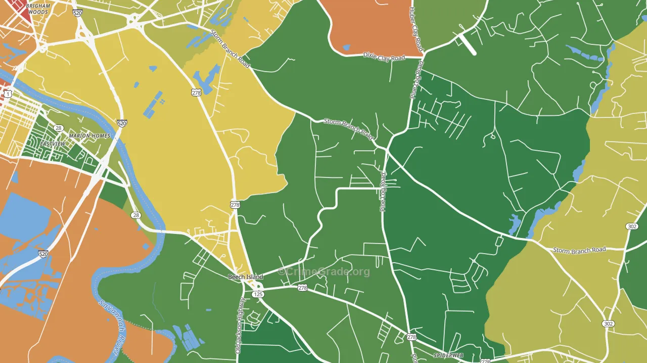 29842, SC Map of Drug-Related Crime Rates