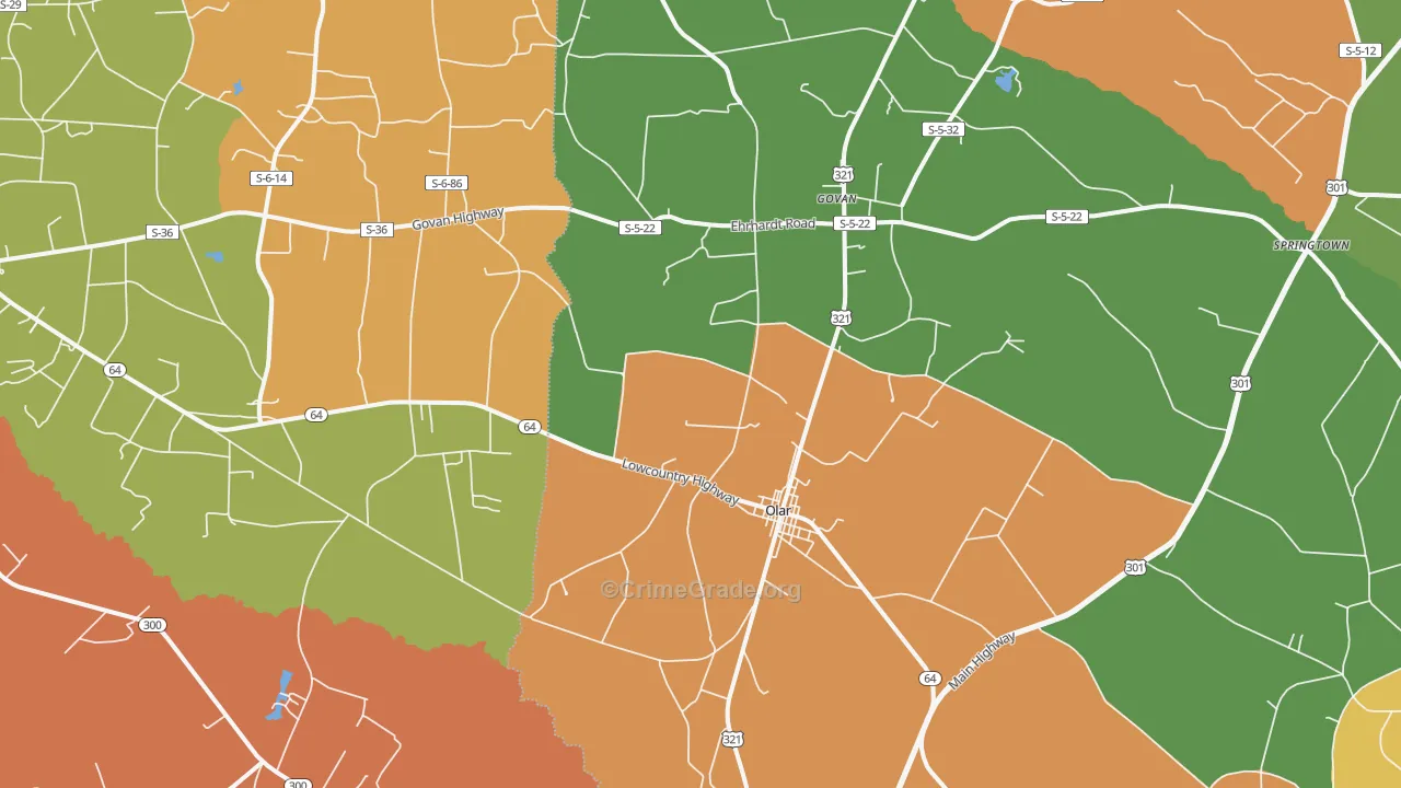29843, SC Map of Drug-Related Crime Rates