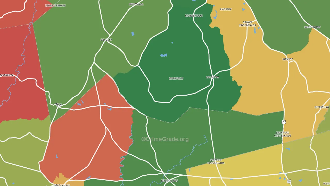 29848, SC Map of Drug-Related Crime Rates
