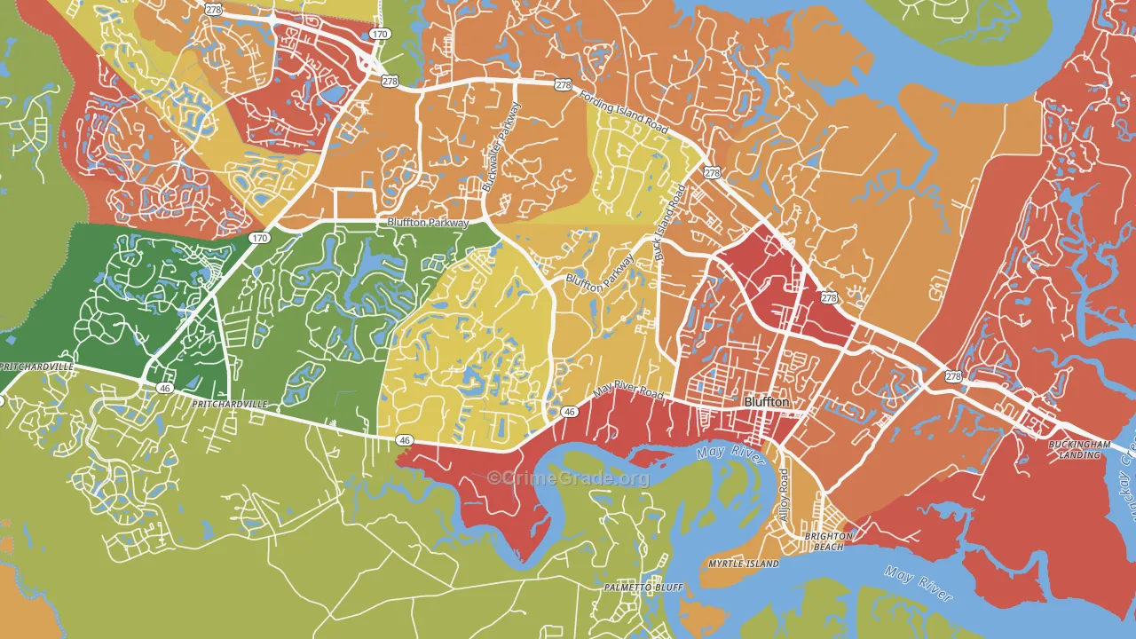29910, SC Map of Drug-Related Crime Rates